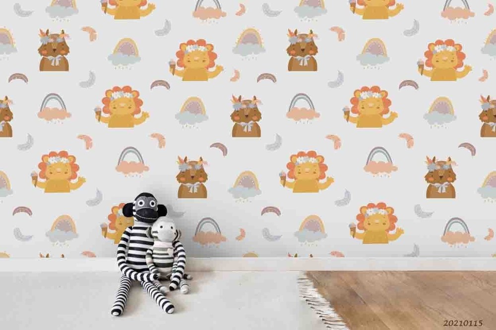 3D Cartoon Animal Rainbow Pattern Wall Murals Wallpaper Murals Wall Sticker