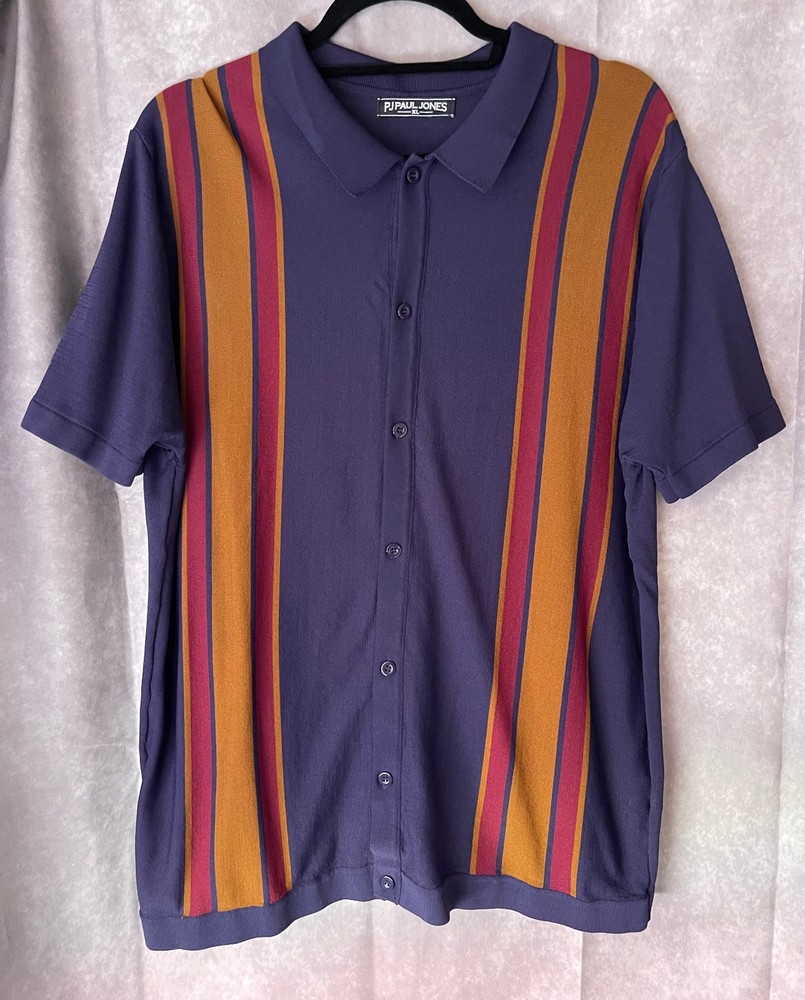PJ Paul Jones XL Vintage Knit Button Polo Shirt 63% Viscose