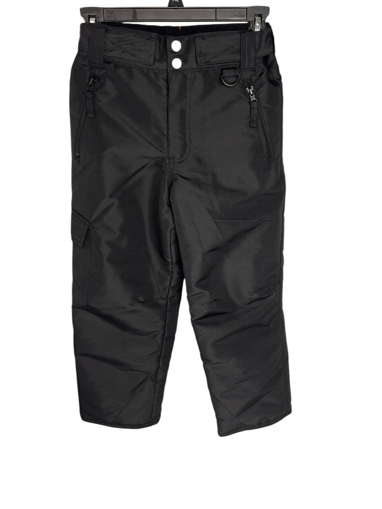 Athletech Black Snow Pants Lined Water Resistant Outdoor Ski Snowboard Kid Med 8