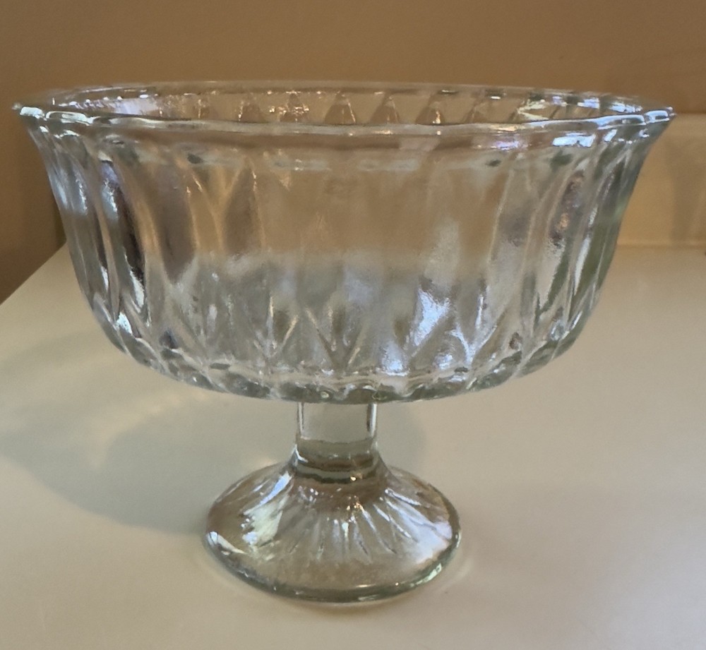 Vintage Hoosier Glass Footed Candy Dish or Compote Bowl