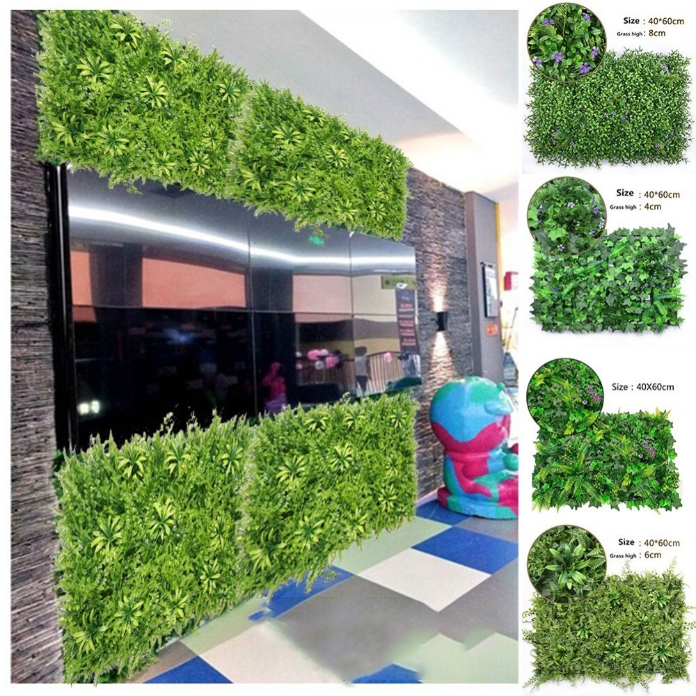 Artificial Living Plant Foliage Hedge Grass-Mat Greenery Panels Decor Wall Fence