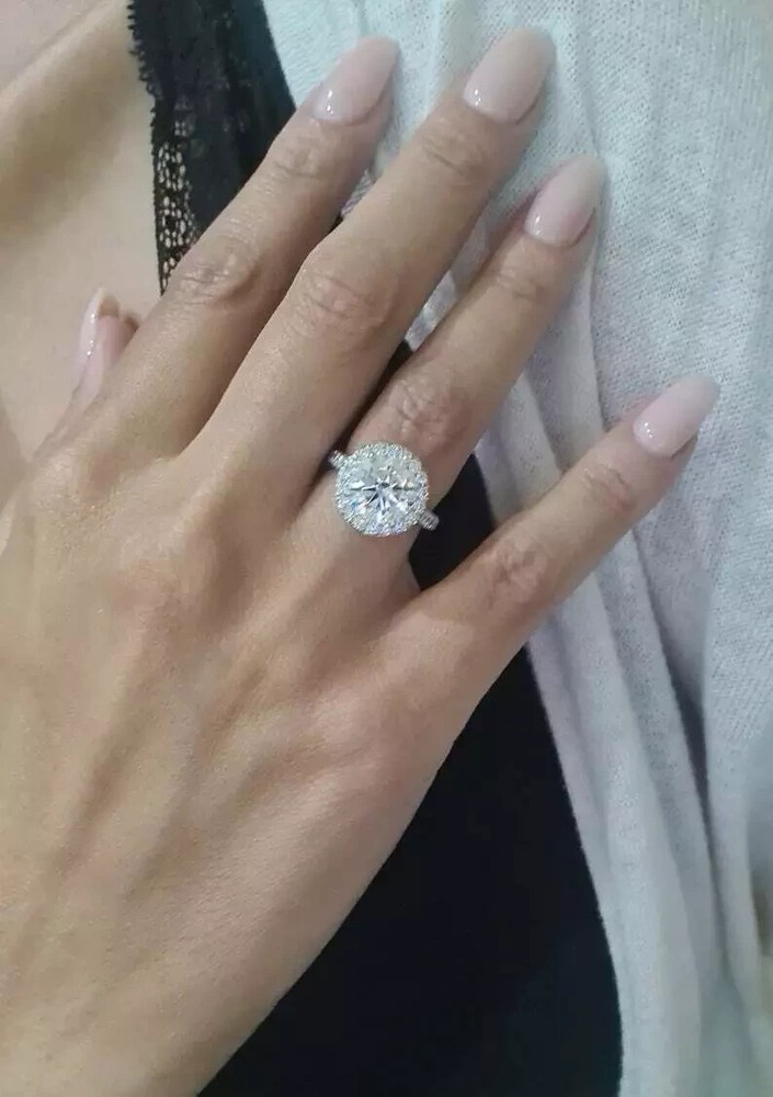 2Ct Round Lab Diamond Halo Engagement Ring in 14K White Gold Plated