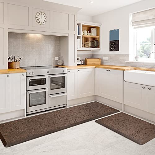 2PCS Cushioned Anti-Fatigue Kitchen Mat Waterproof Non-Slip Floor Mat