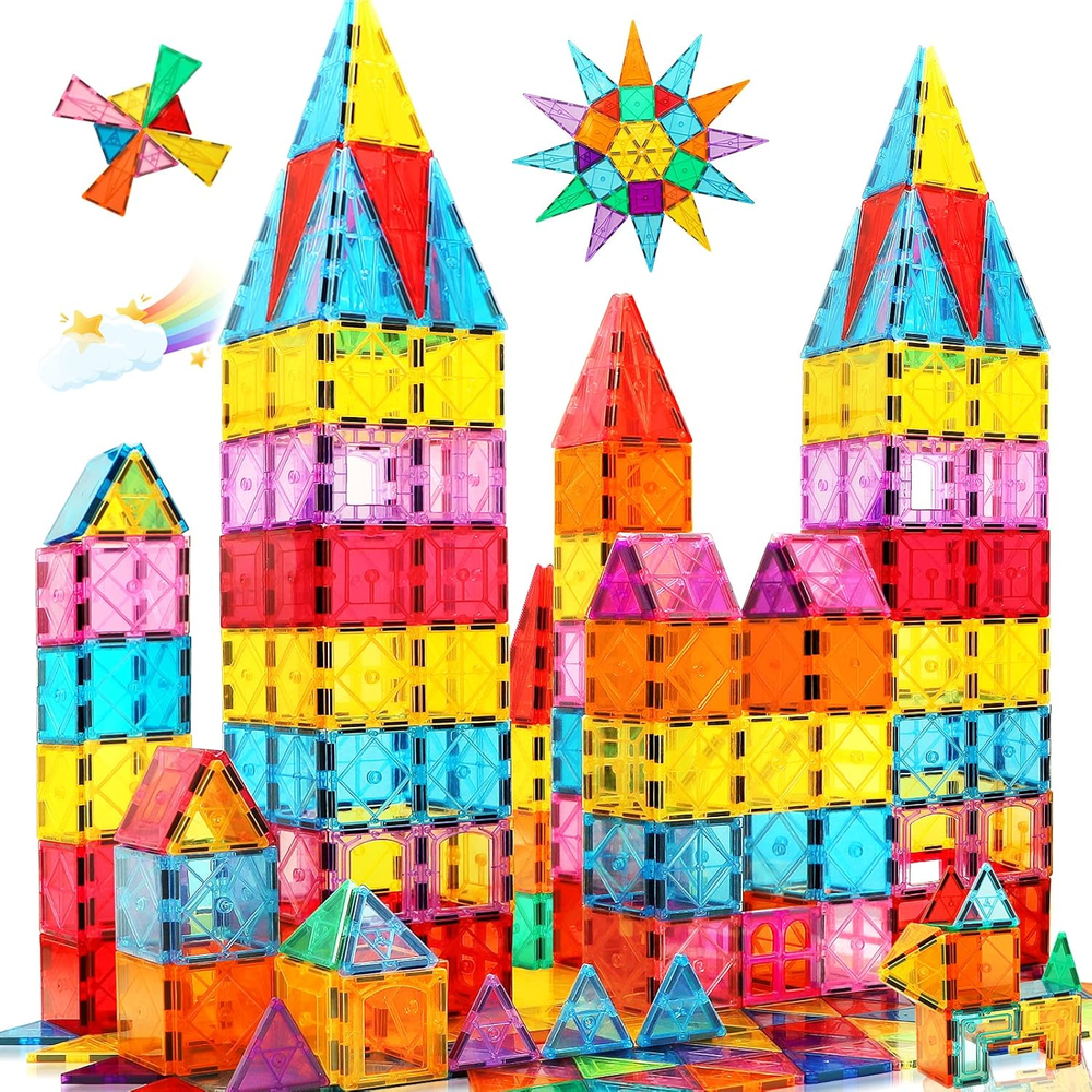 Magnetic Tiles 100pcs Magnetic Building Blocks for Toddlers 3 4 5 6 7 8 Year Old