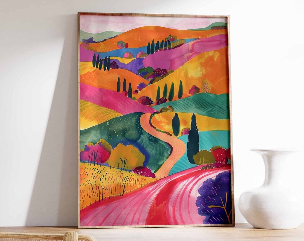 Mountain Wall Art Hill Poster Floral Print Botanical Art Fine Art Print