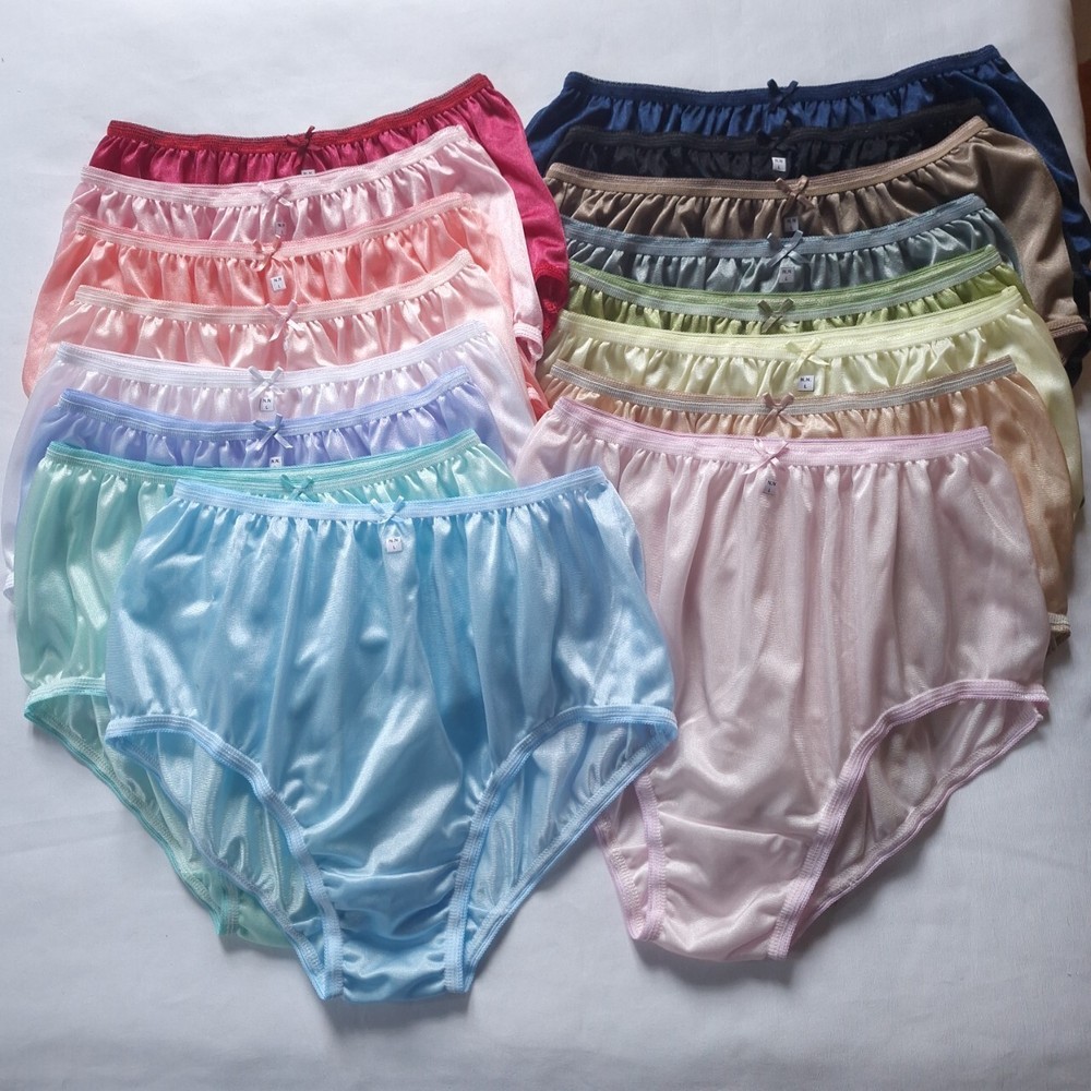 16 Panties Underwear Women Light Nylon Silky Soft Briefs High Waist 30-36