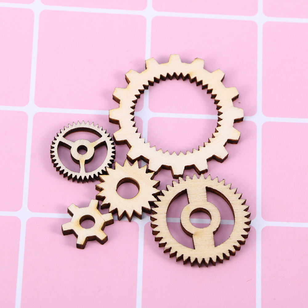 100 Pcs Gear Shape Chips Wooden Ornaments Blank Puzzles Baby Buttons Child