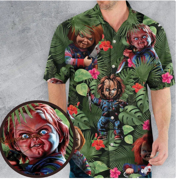 Horror Movie Button 3D Hawaiian Shirt Halloween Christmas Gift Best Price Design