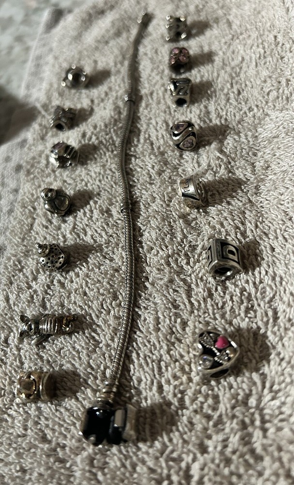Pandora Bracelet 925 With 14 Assorted Charms 7.5