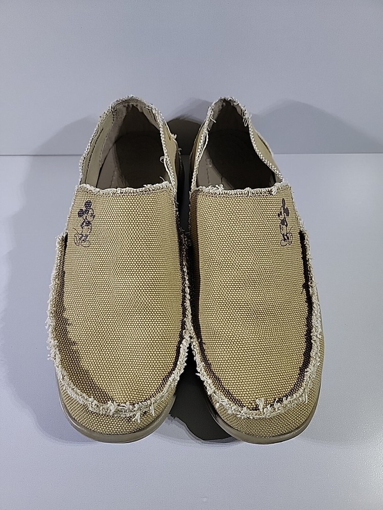 Crocs Santa Cruz Mickey Mouse Mens Size 8 Loafer Khaki Boat Shoes Disney
