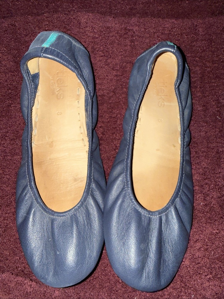 TIEKS BY GAVRIELI LEATHER BALLET FLATS CALIFORNIA NAVY BLUE SHOES WOMENS SIZE 8
