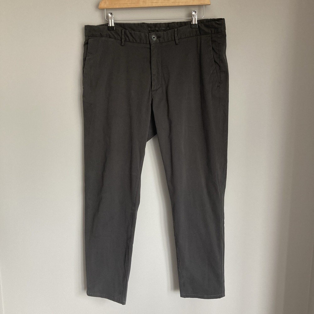 Pantalones chinos Massimo Dutti para hombre W36 L27 calce ajustado gris algodón elástico tiro medio