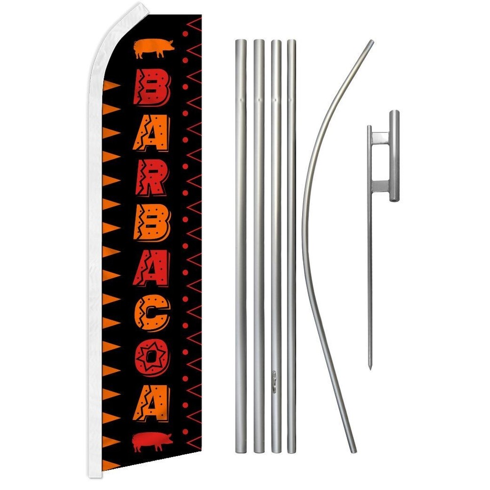 Barbacoa Super Swooper Flag & Flag Pole Kit & Ground Spike