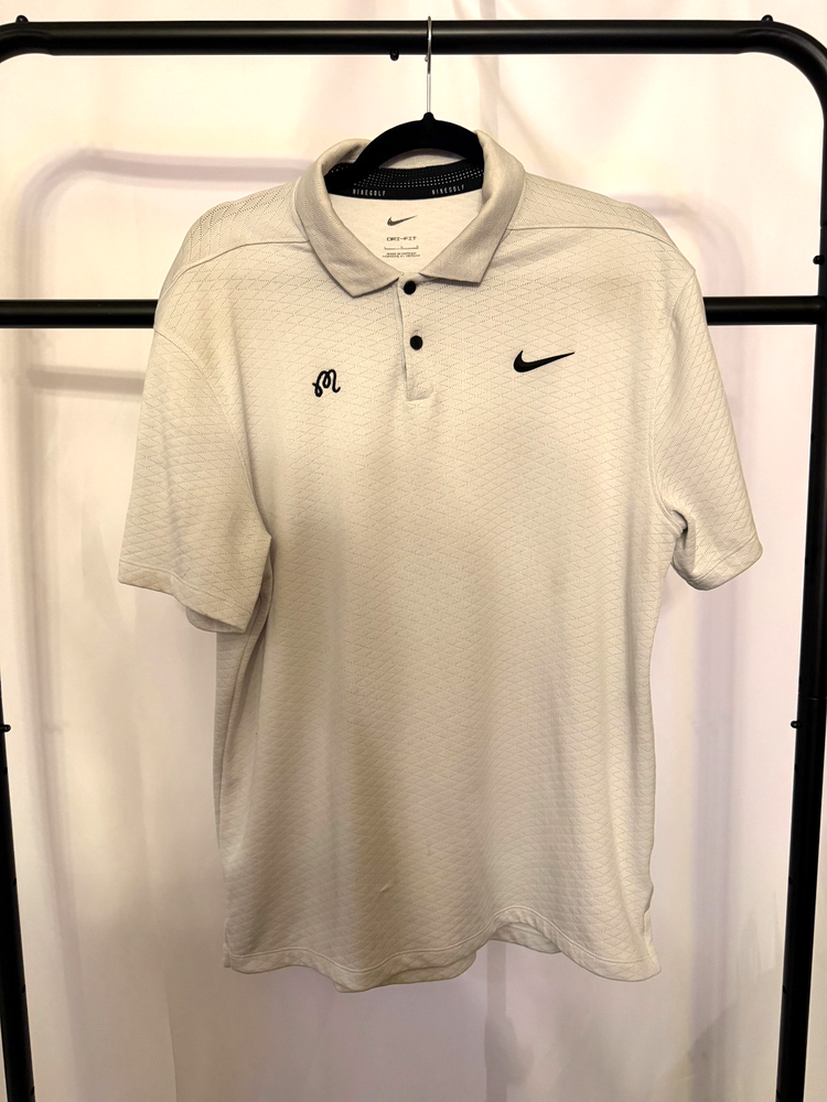 Nike Malbon Golf Polo Shirt Mens Large Light Gray Dri-fit