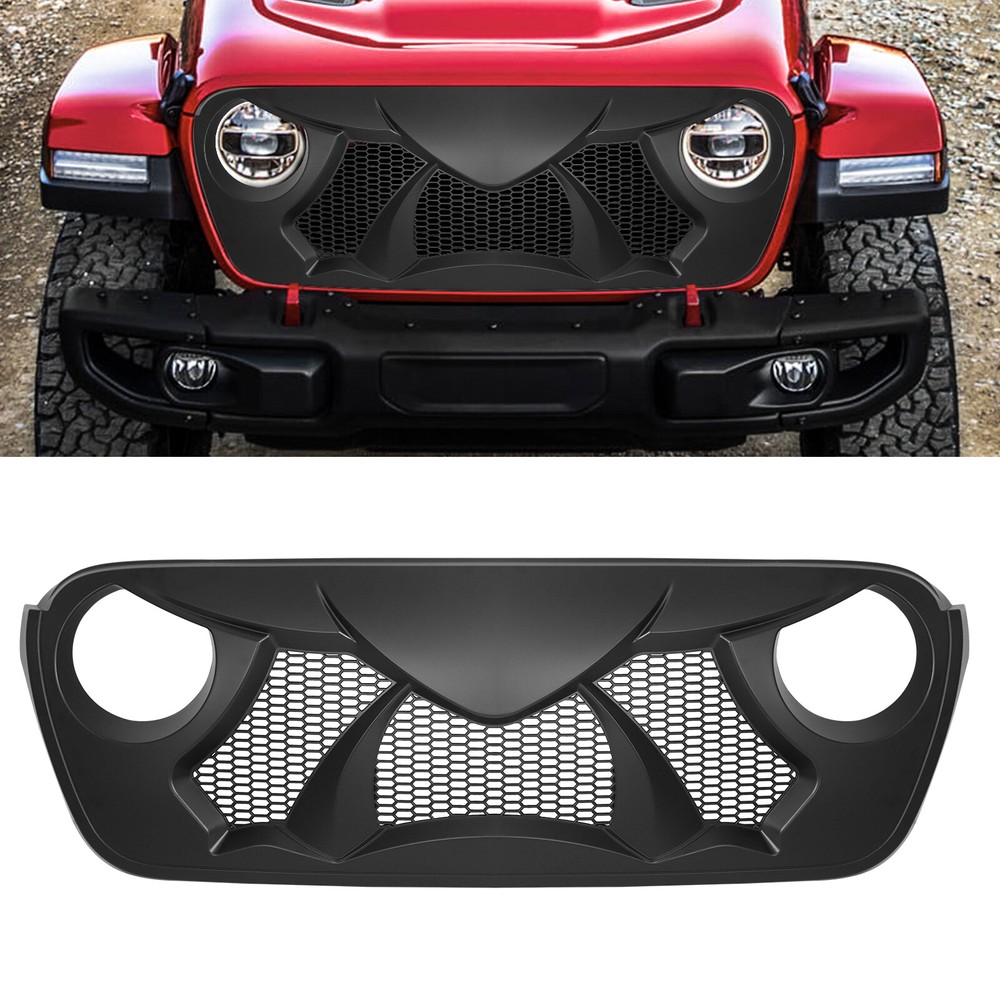 Matte Black Grille Front Grid Grill For 2018-2024 Jeep Wrangler JL Gladiator JT