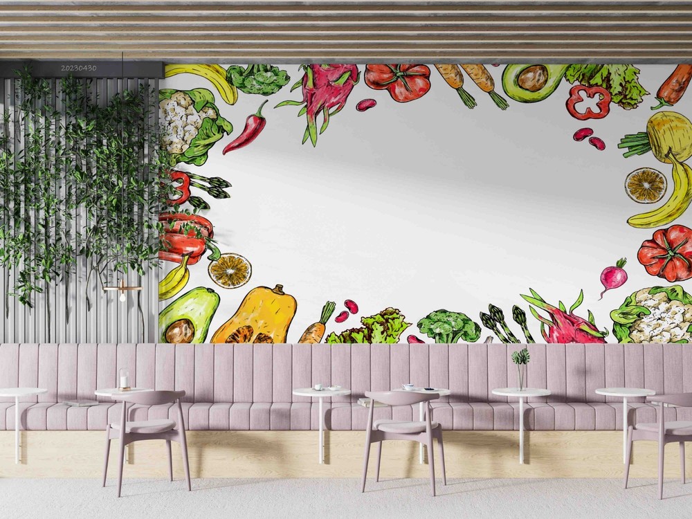 3D Vegetables Fruit Illustration Wall Murals Wallpaper Murals Wall Sticker