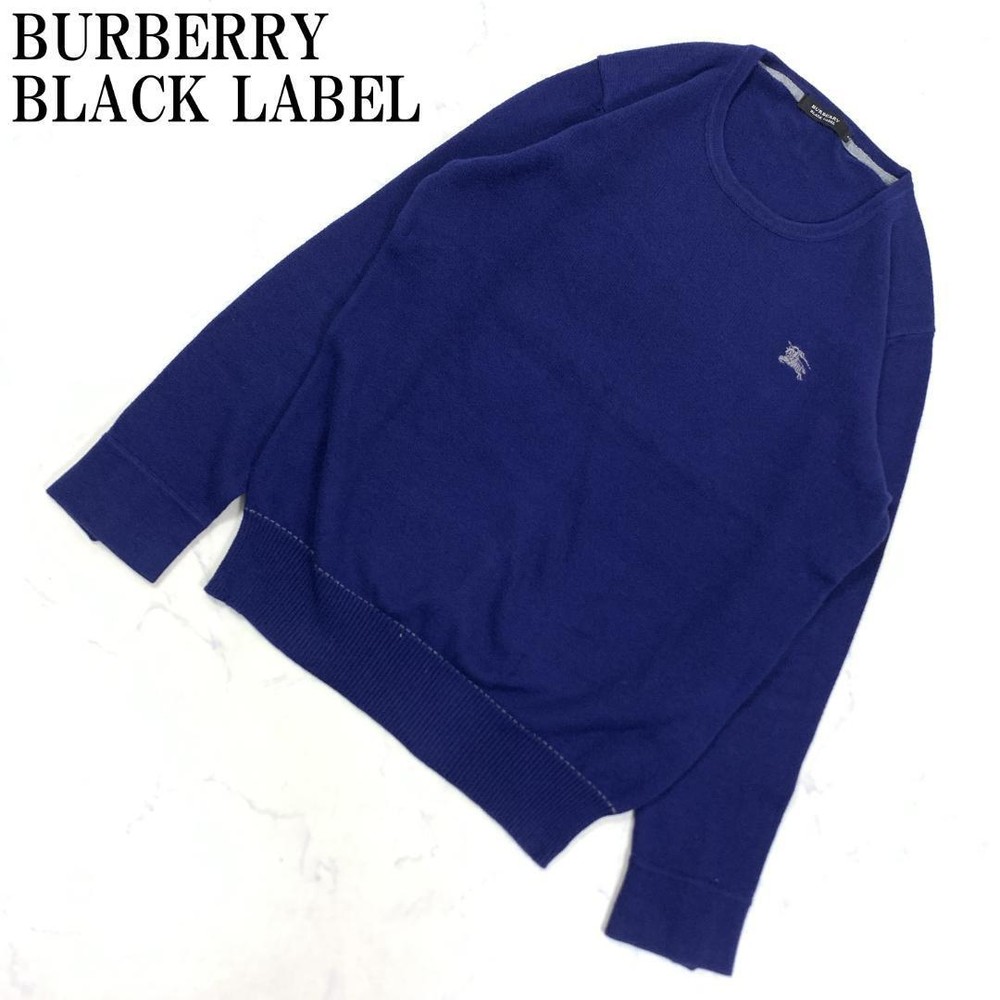 Burberry Black Label LA4078 Long Sleeve Knit Sweater Blue 2 F/S from Japan