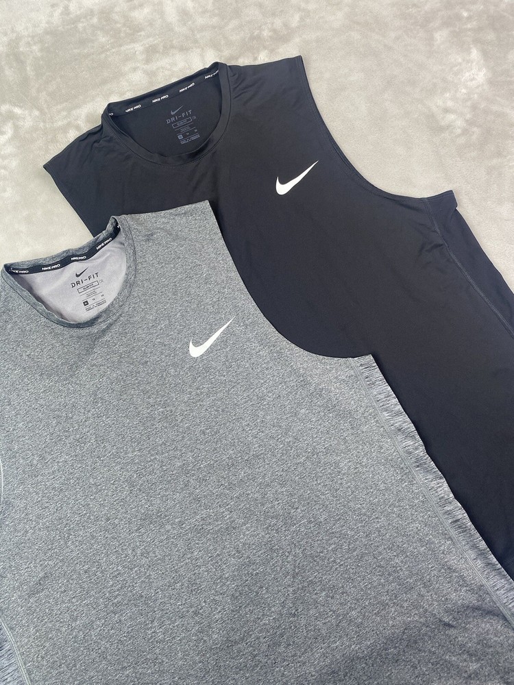 Nike Pro DriFit - 2 Pack Mens XL Slim Fit Tank Top Athletic (Black & Gray)