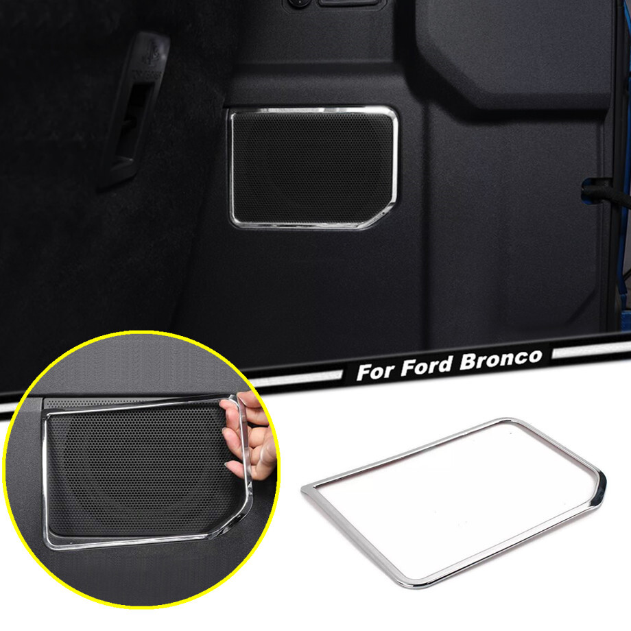 Car Rear Trunk Speaker Audio Cover Trim For Ford Bronco 21-24 Accessories Chrome