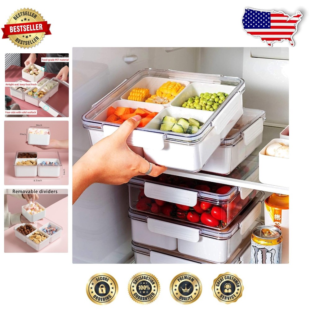 3-Pack Leakproof Snack Containers with Removable Dividers for On-the-Go Fresh Food