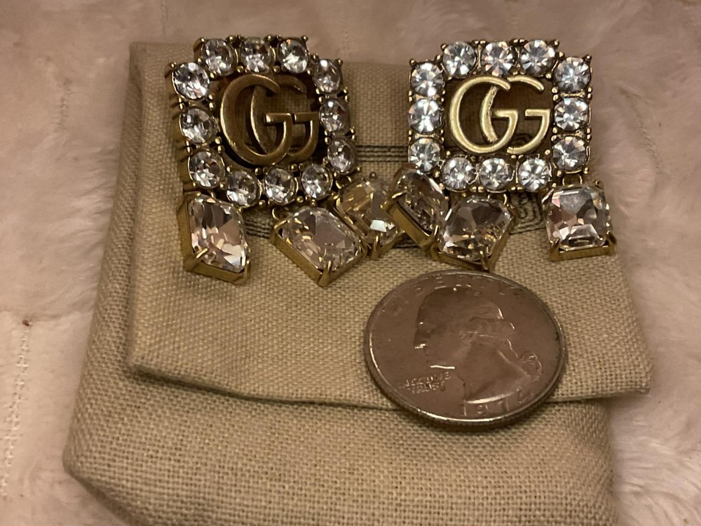 PRE CHRISTMAS SALE !!!! Gucci crystal drop earrings. MINT!!!-image
