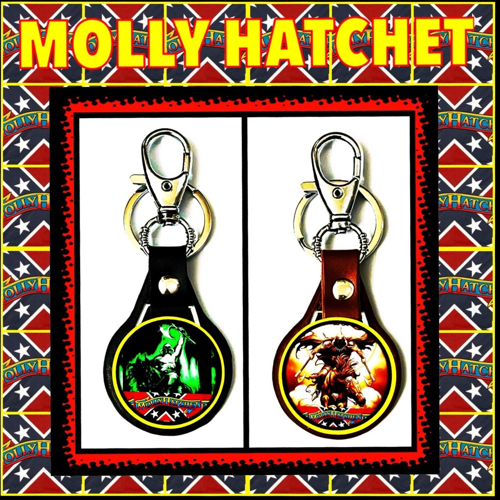 MOLLY HATCHET THE WARRIORS ART WORKS TWO LEATHER KEYCHAINS 🇺🇸🗽