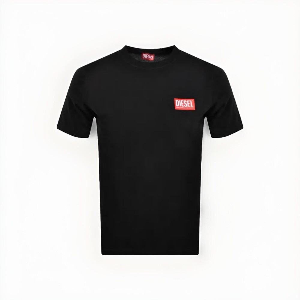 Diesel T-Nlabel-L1 Men’s T-shirt With Logo patch Black Size M NWT