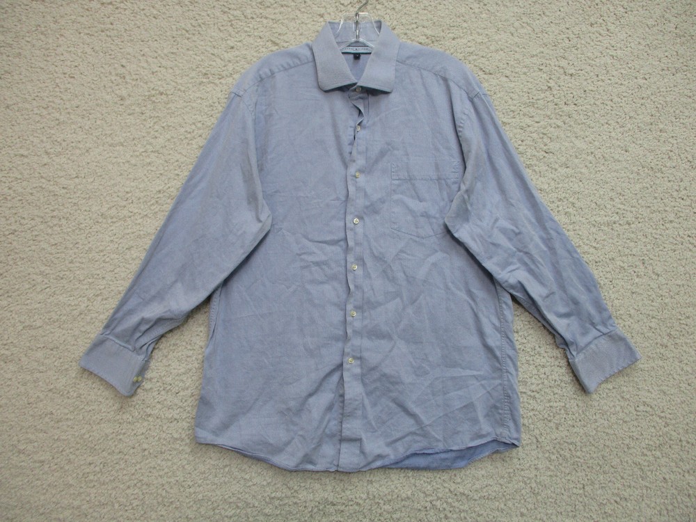 Tommy Hilfiger Button Up Shirt Large Adult Blue Ithaca Pockets Long Sleeve Mens