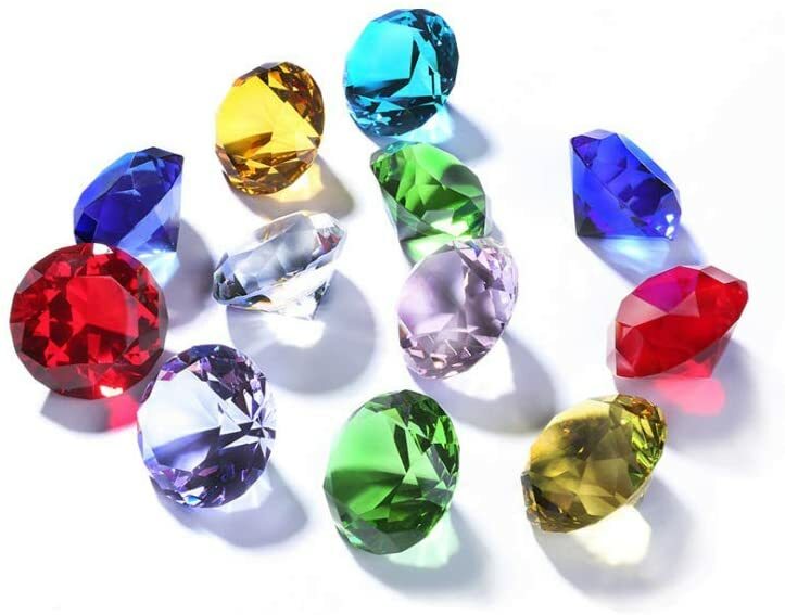 Set of 12 Glass Diamond Paperweight 60mm Home Wedding Decoration Valentines Gift