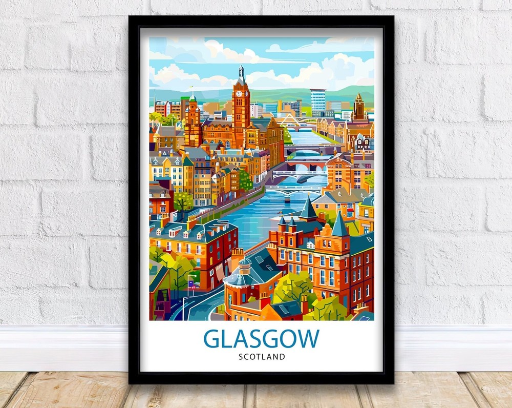 Glasgow Scotland Travel Print Wall Decor Wall Art Glasgow Wall Hanging Home