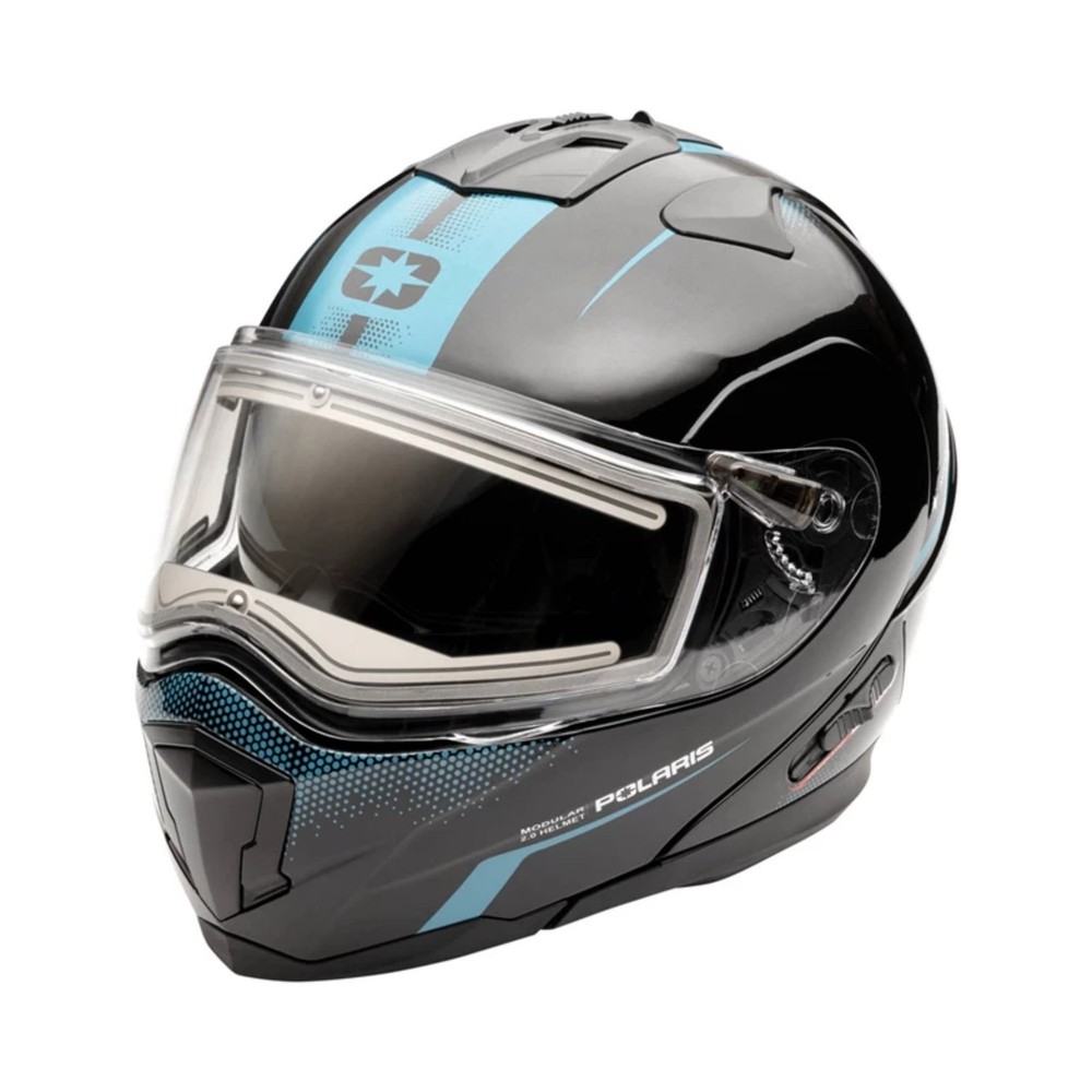 Polaris Modular 2.0 Snowmobile Helmet Anti Fog Scratch Chin Guard Black/Teal