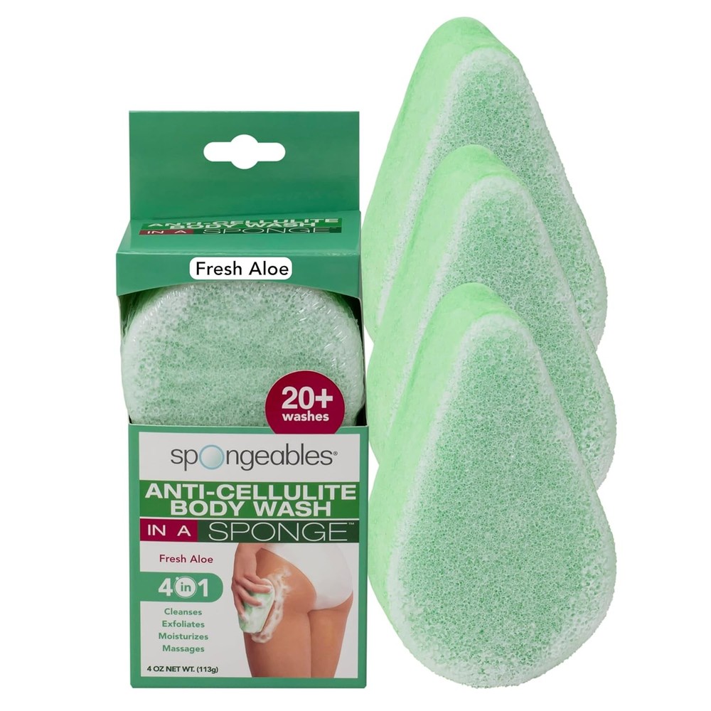 Spongeables Anti Cellulite Body Wash in a 20+ 1 Count (Pack of 3), Aloe