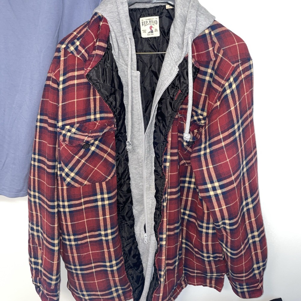 Red Head Co Men's 2XL Insulated Red Flannel Zip Hooded Jacket 2TG/2EG