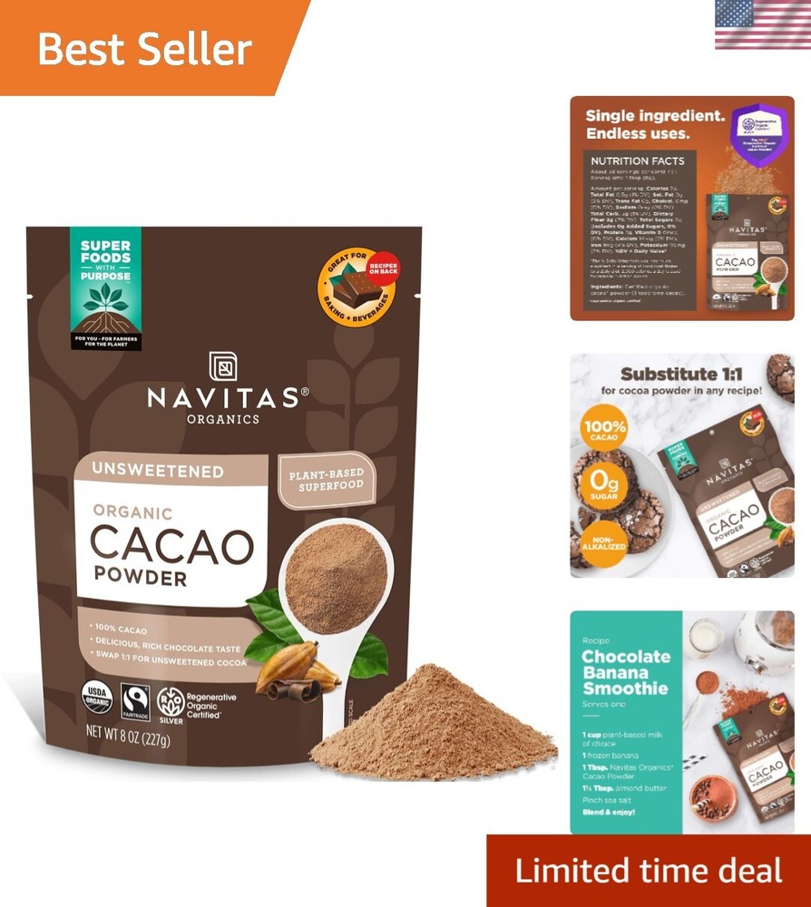 Regenerative Organic Cacao Powder - Non-GMO, Gluten-Free, 1:1 Cocoa Replacement