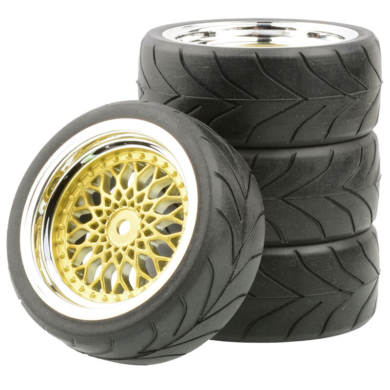 4PCS 1/10 Scale Rubber Tires Wheel 12mm Hex For HSP HPI Tamiya RC On Road Car