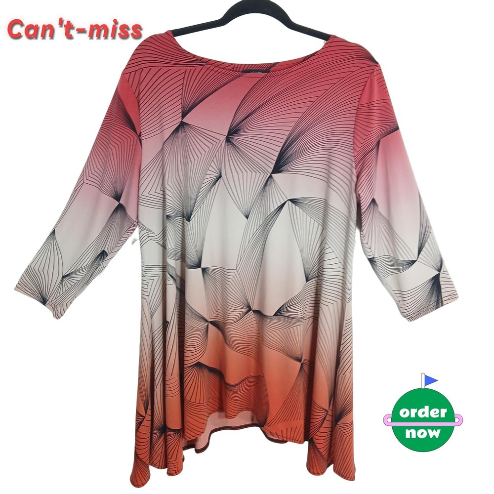Alfani Geometric Large Pullover Knee Length 3/4Sleeve Stretch Dress Professional