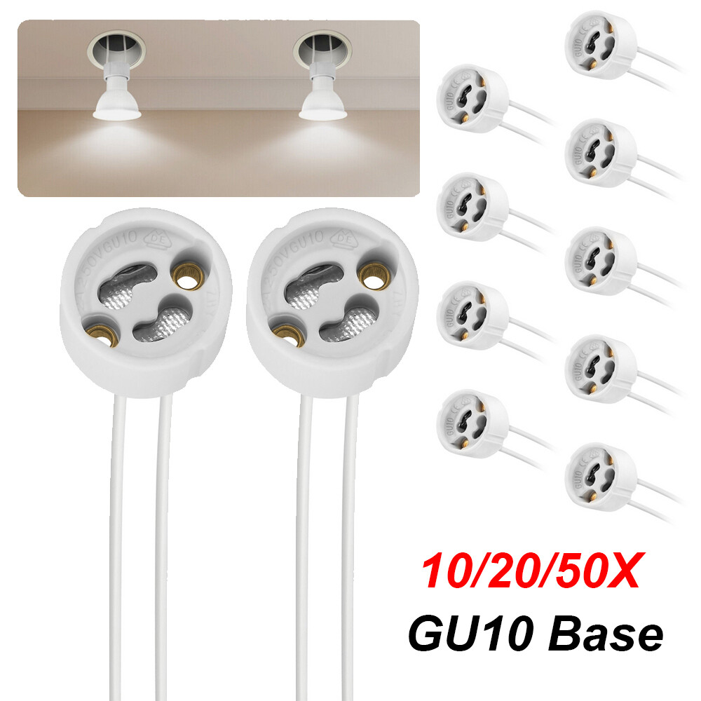 10-50x GU10 Base Socket LED Bulb Halogen Lamp Plug Holder Ceramic Wire Connector