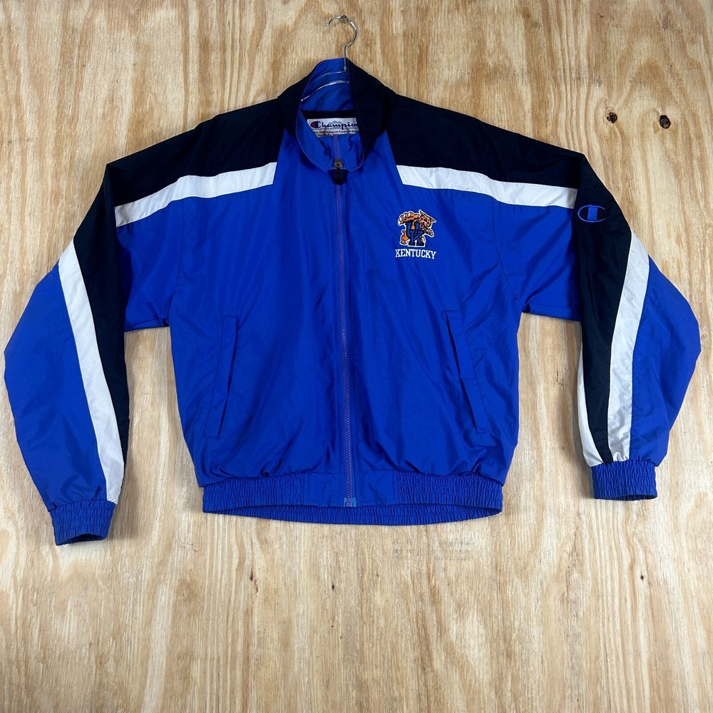 Vintage NCAA Wildcats Champion UK Kentucky Windbreaker Jacket Size S Blue 90's