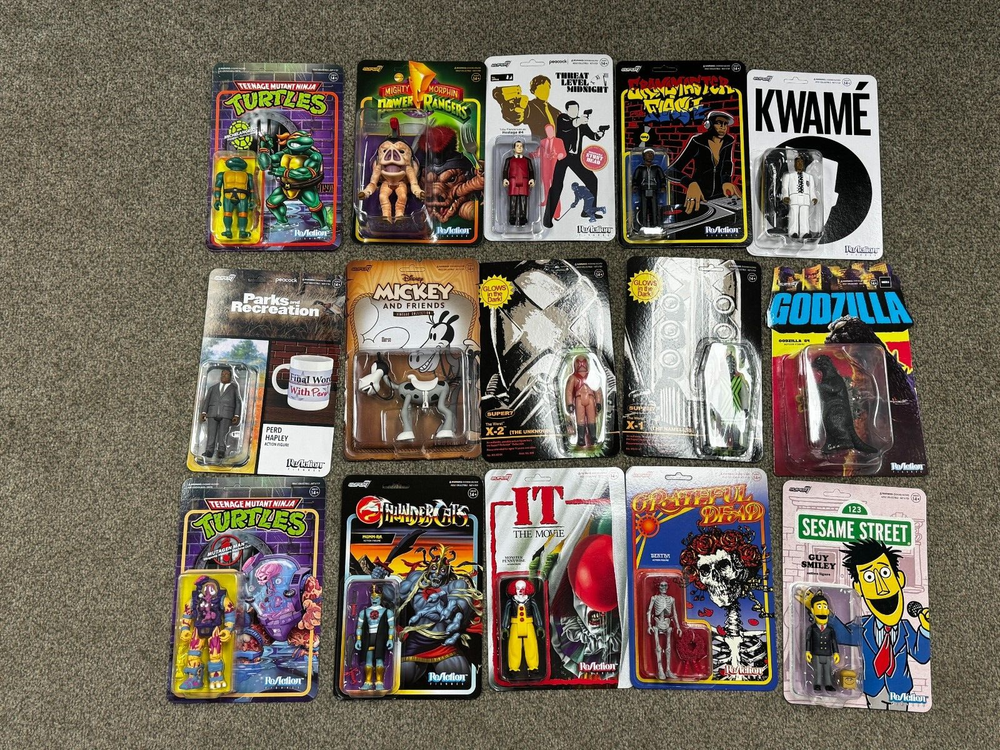 Super7 Reaction Figure 15 Lot Sesame Street IT Godzilla Kwame G.I. Joe TMNT