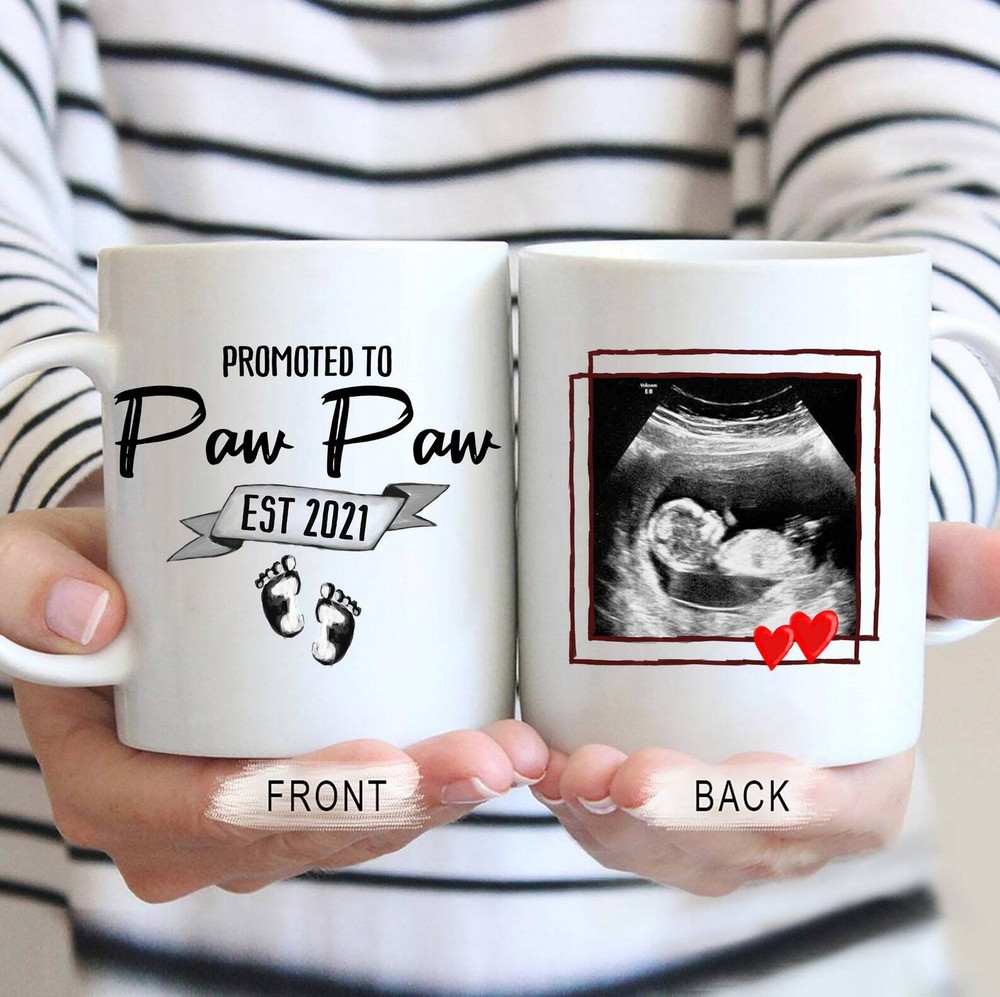 Promoted To Paw Paw Mug Personalized Ultrasound Gift Custom Pregnancy