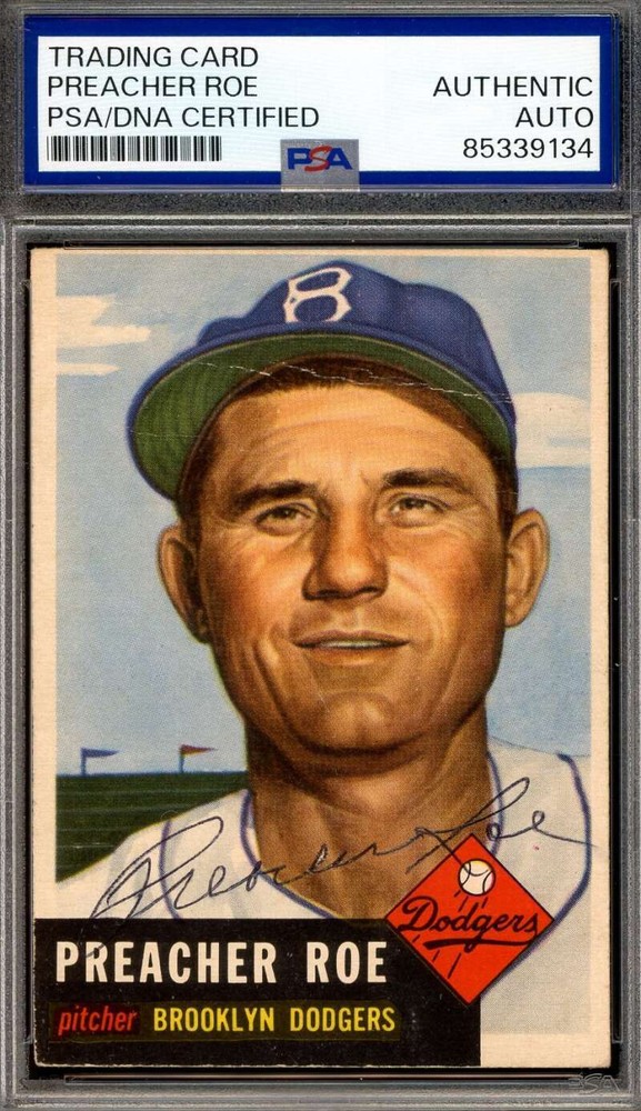 Preacher Roe PSA DNA Vintage Signed 1953 Topps Autograph
