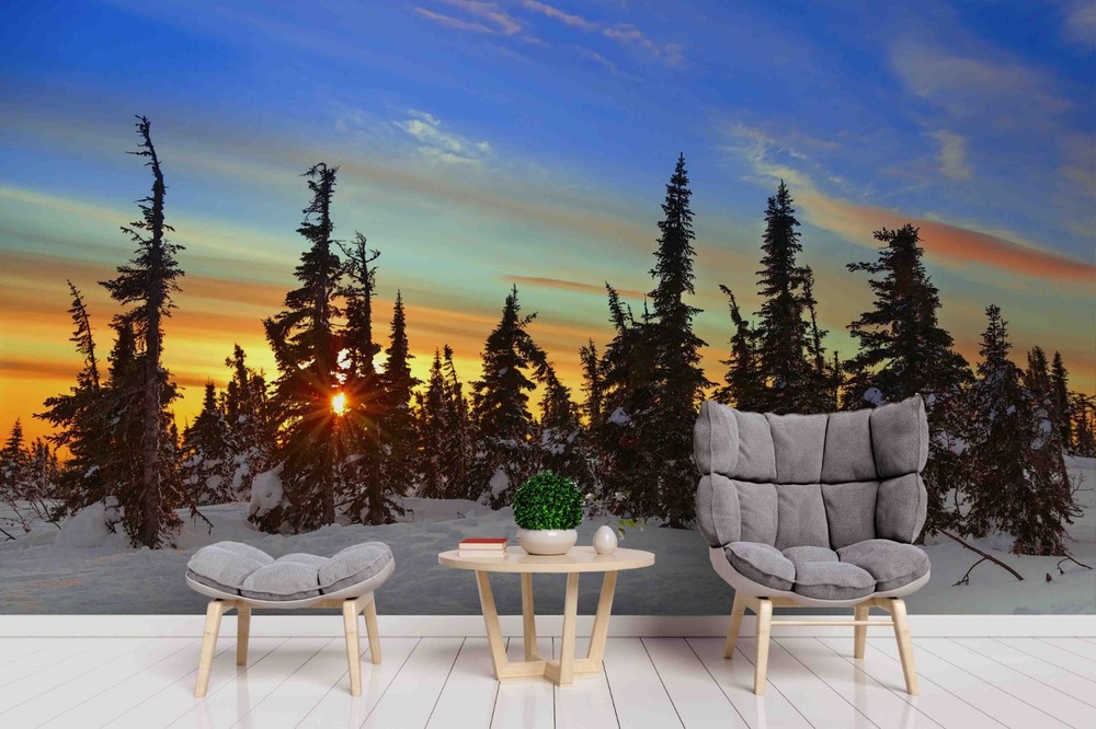 3D Sky Forest Winter Landscape Wall Murals Wallpaper Murals Wall Sticker