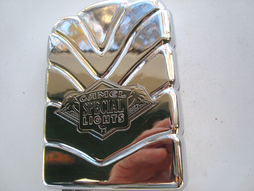 Vtg. Camel Special Lights Cigarette Case Chrome Look Plastic  5