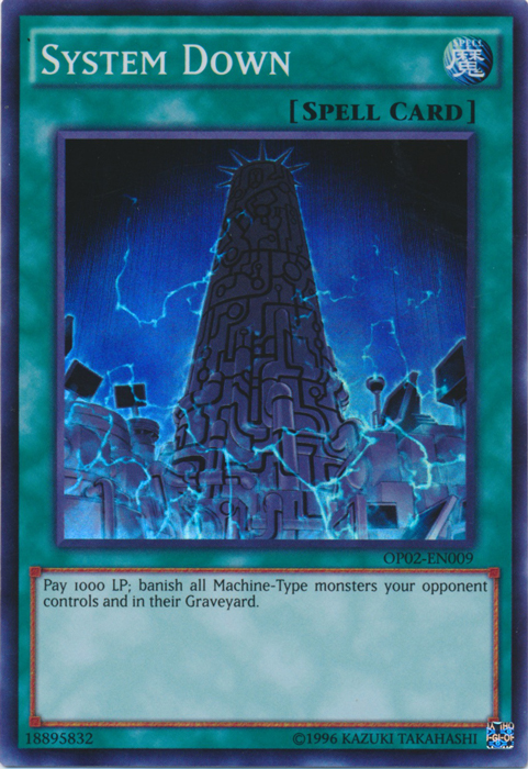 YuGiOh OP02-EN009 System Down Super Rare NM Ultra Rare Bonus Hard to Find