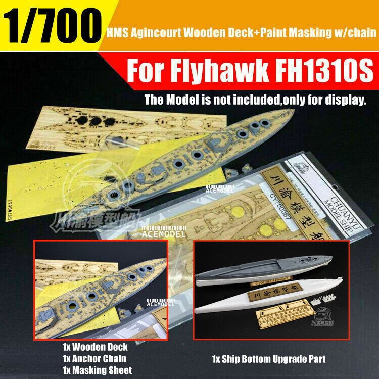 1/700 HMS Agincourt Wooden Deck+Paint Masking+Ship Bottom for Flyhawk FH1310S