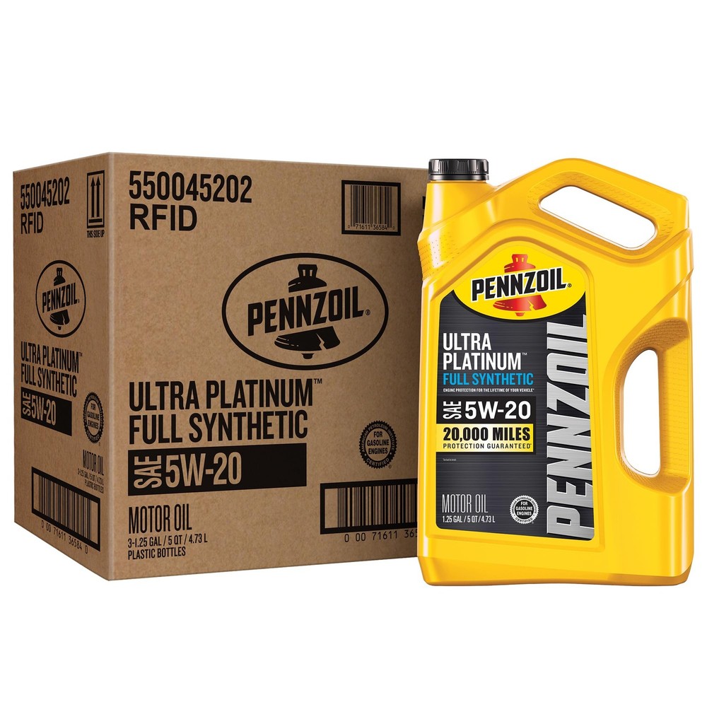Pennzoil Ultra Platinum Full Synthetic 5W-20 Motor Oil, 5 Quart, Amber/Brown