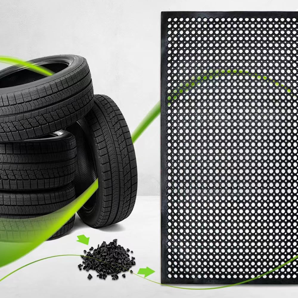Anti-Fatigue Rubber Floor Mat - Commercial Grade Grease Resistant Non-Slip Re...