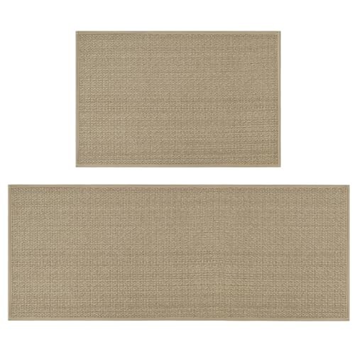 Washable Non Slip Kitchen Rugs and Mats Set of 2, Rubber Backing Absorbent