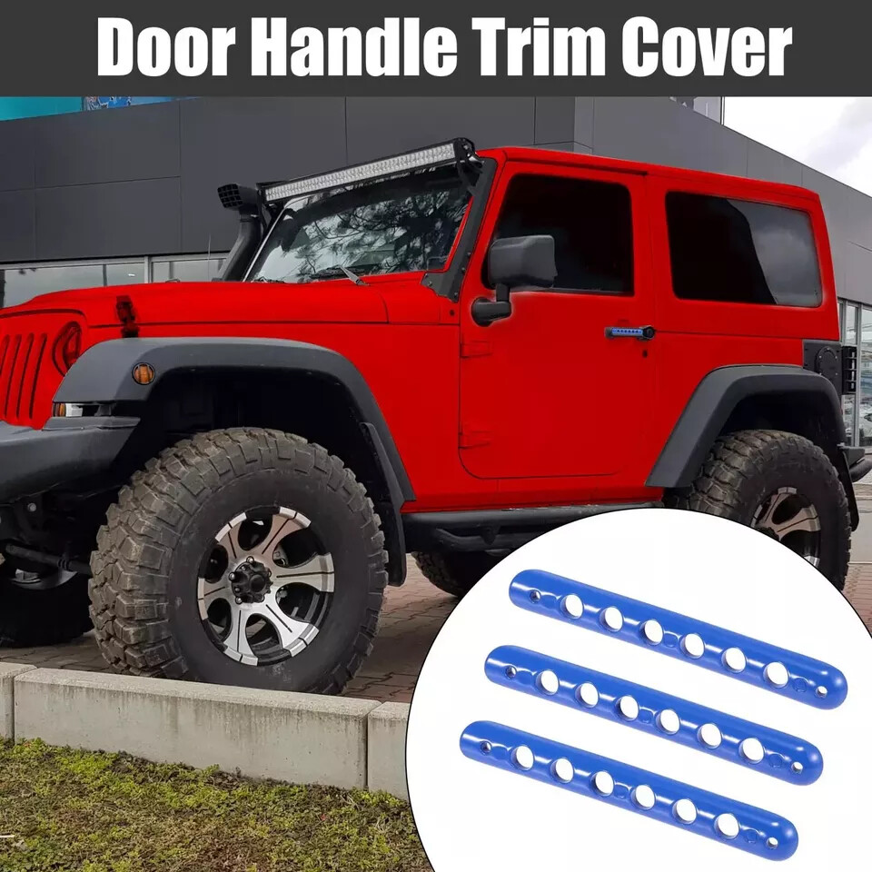 For Jeep Wrangler JK JKU 2007-2018-BLUE 3PCS Door Handle Tailgate Inserts Cover