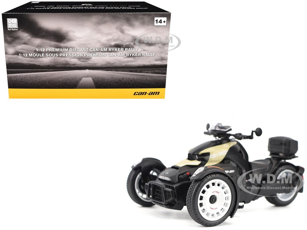 CAN-AM RYKER RALLY 3-WHEEL MOTORCYCLE SAND STORM & BLACK 1/12 BRP MODELS 68001